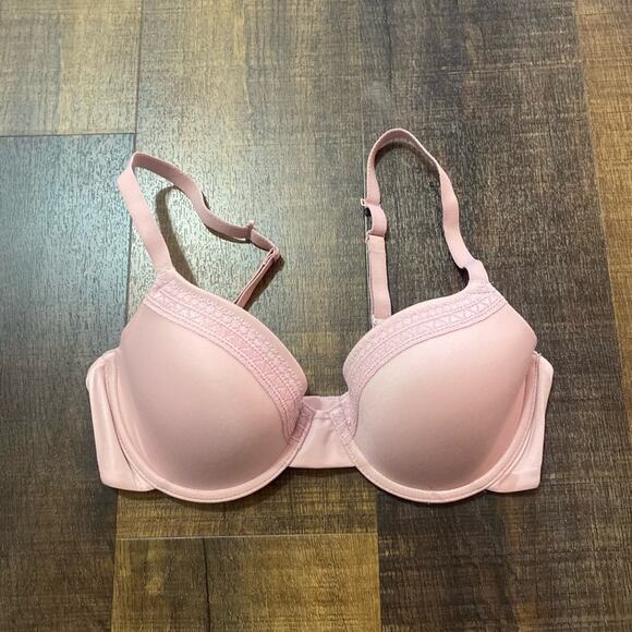 Wacoal Pink Perfect Primer Underwire Lace T-Shirt Bra Size 34C - Picture 1 of 7